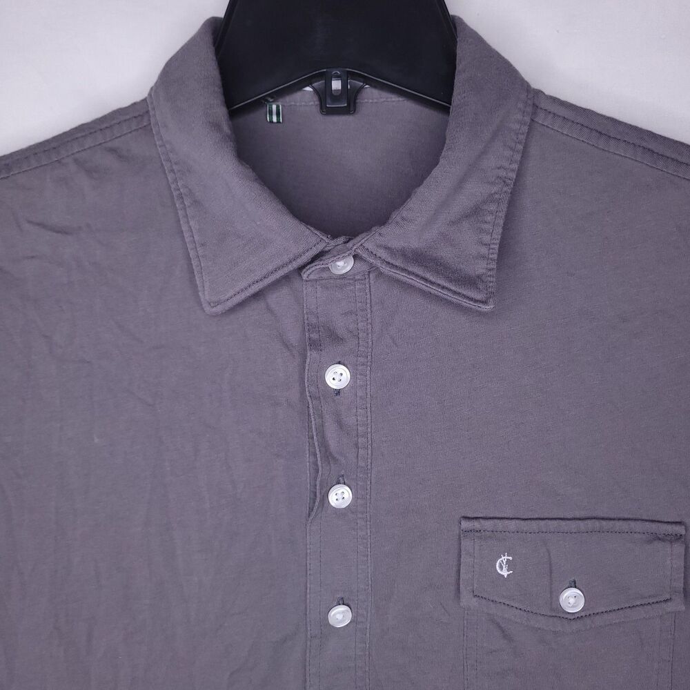 Criquet Polo Shirt Mens Large Gray Organic Cotton Short Sleeve